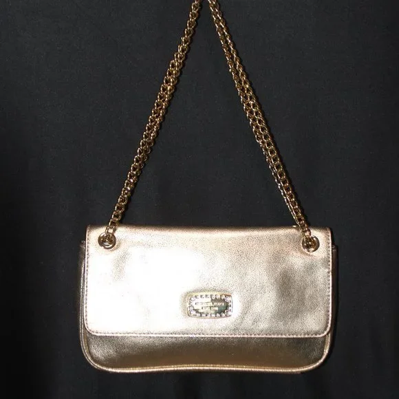 NWOT Michael Kors Gold Leather Shoulder Bag with Chain Strap - Picture 6 of 16